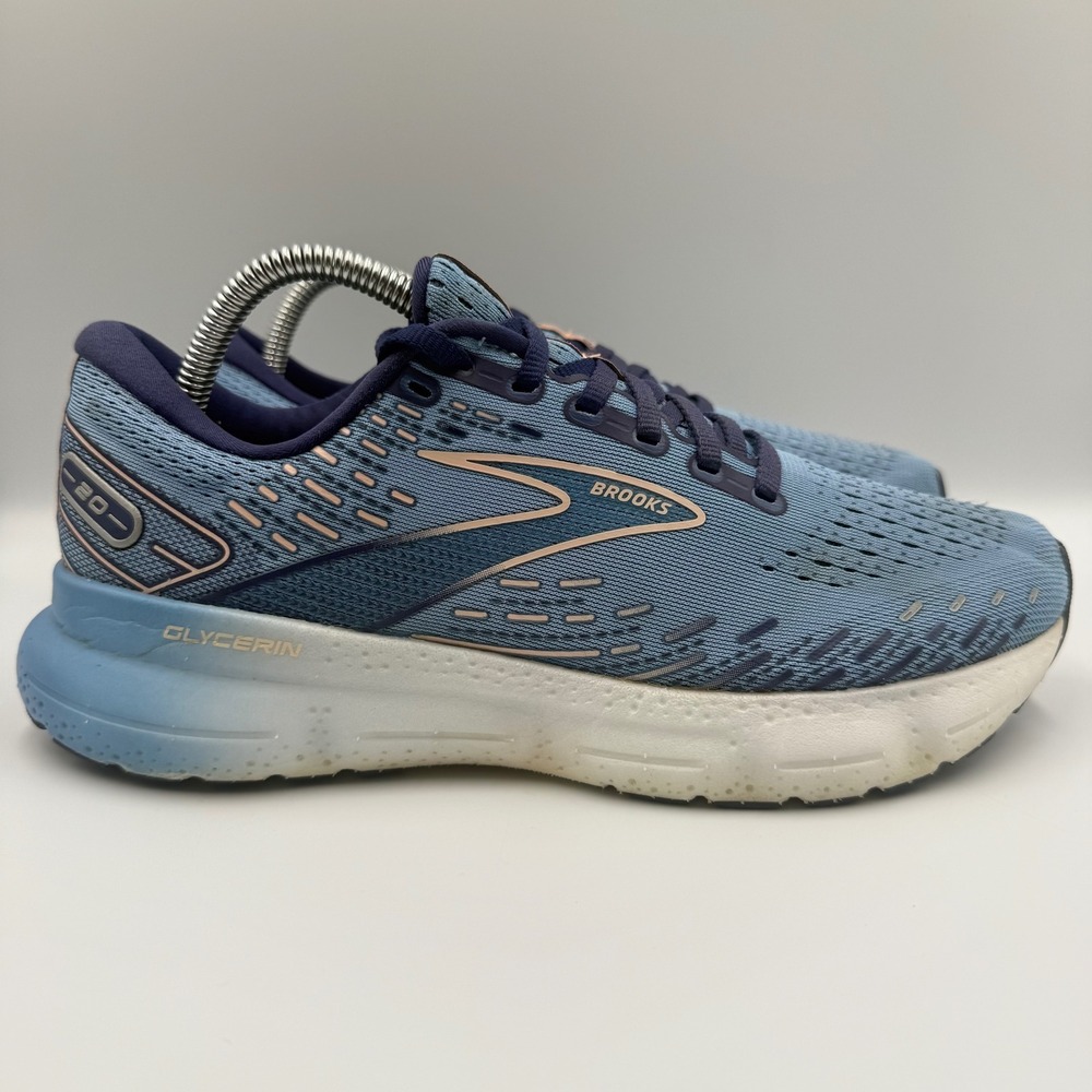 Brooks Glycerin 20 Women Size 9.5 Running Shoes Athletic Blue Sneakers 1203691B4